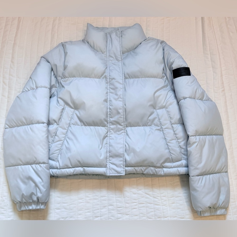 Calvin Klein Sky Blue Cropped Puffer Jacket